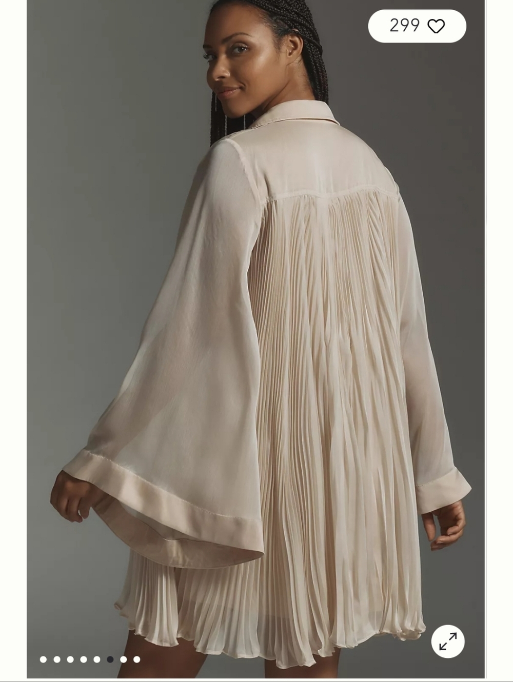 Anthropologie Maeve Long-Sleeve Pleated Mini Shirt Dress Sz Xs with Pocket - Picture 2 of 5